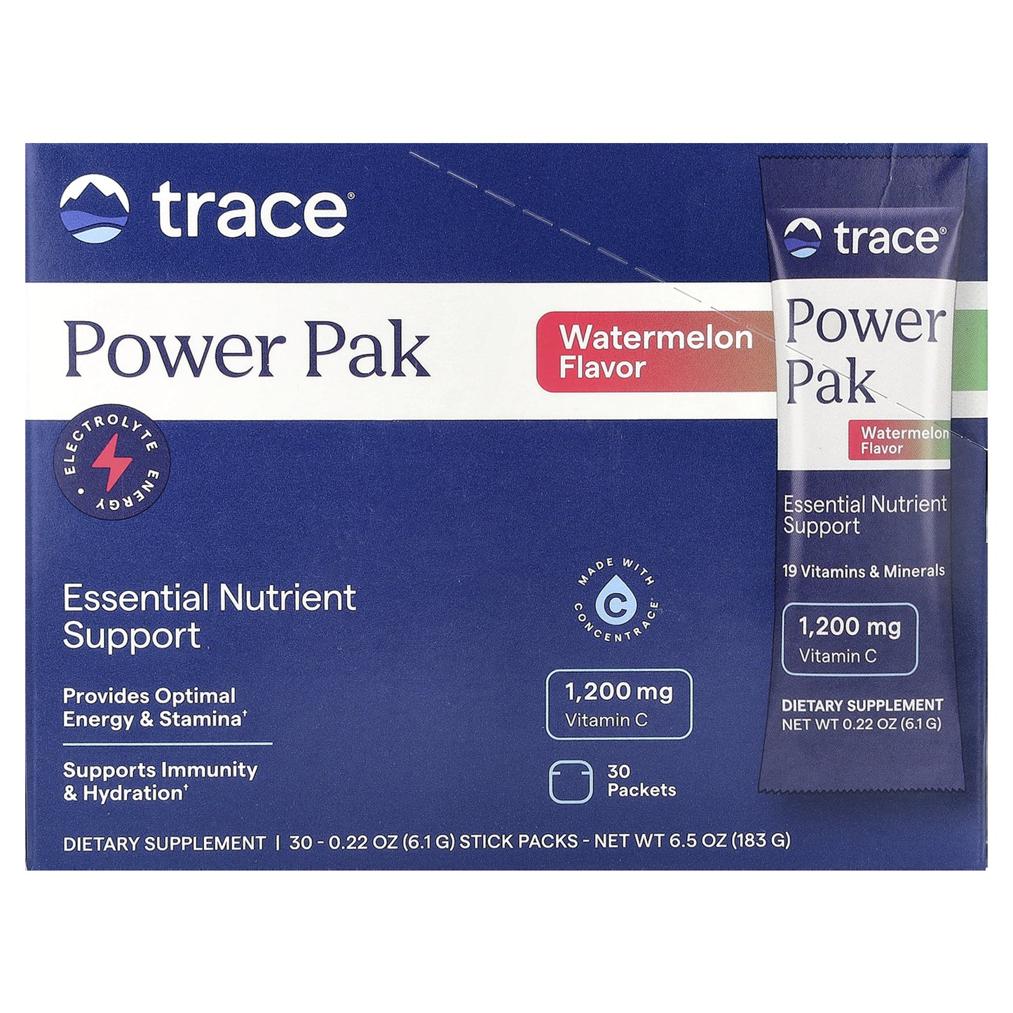 Trace, Power Pak, Watermelon, 30 Stick Packs, 0.22 oz (6.1 g) Each