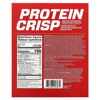 BSN, Protein Crisp, Salted Toffee Pretzel, 12 Bars, 1.94 oz (55 g) Each