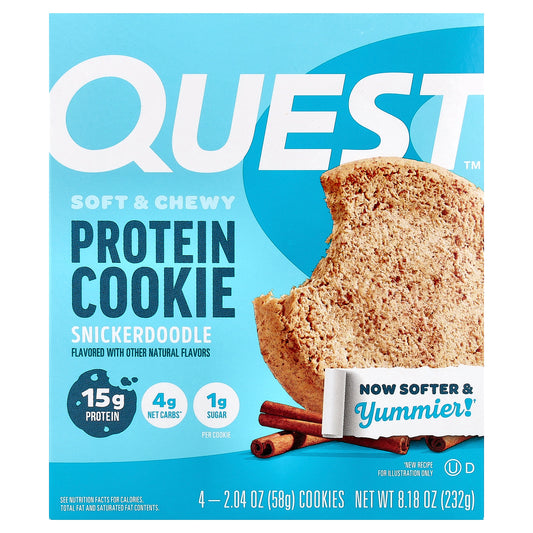 Quest Nutrition, Protein Cookie, Snickerdoodle, 4 Cookies, 2.04 oz (58 g) Each