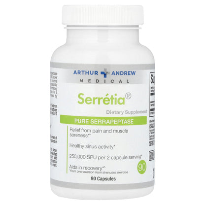 Arthur Andrew Medical, Serretia®, Pure Serrapeptase, 90 Capsules (125,000 SPU per Capsule)
