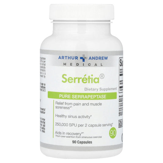 Arthur Andrew Medical, Serretia®, Pure Serrapeptase, 90 Capsules (125,000 SPU per Capsule)