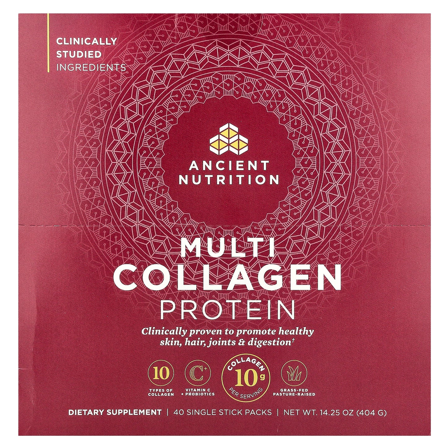 Ancient Nutrition, Multi Collagen Protein, 40 Single Stick Packs, 0.36 oz (10.1 g) Each