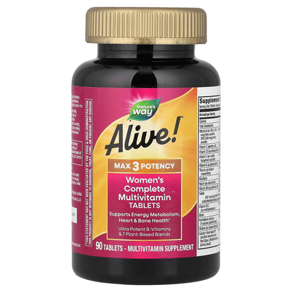 Nature's Way, Alive!® Max 3 Potency, Women's Complete Multivitamin, 90 Tablets
