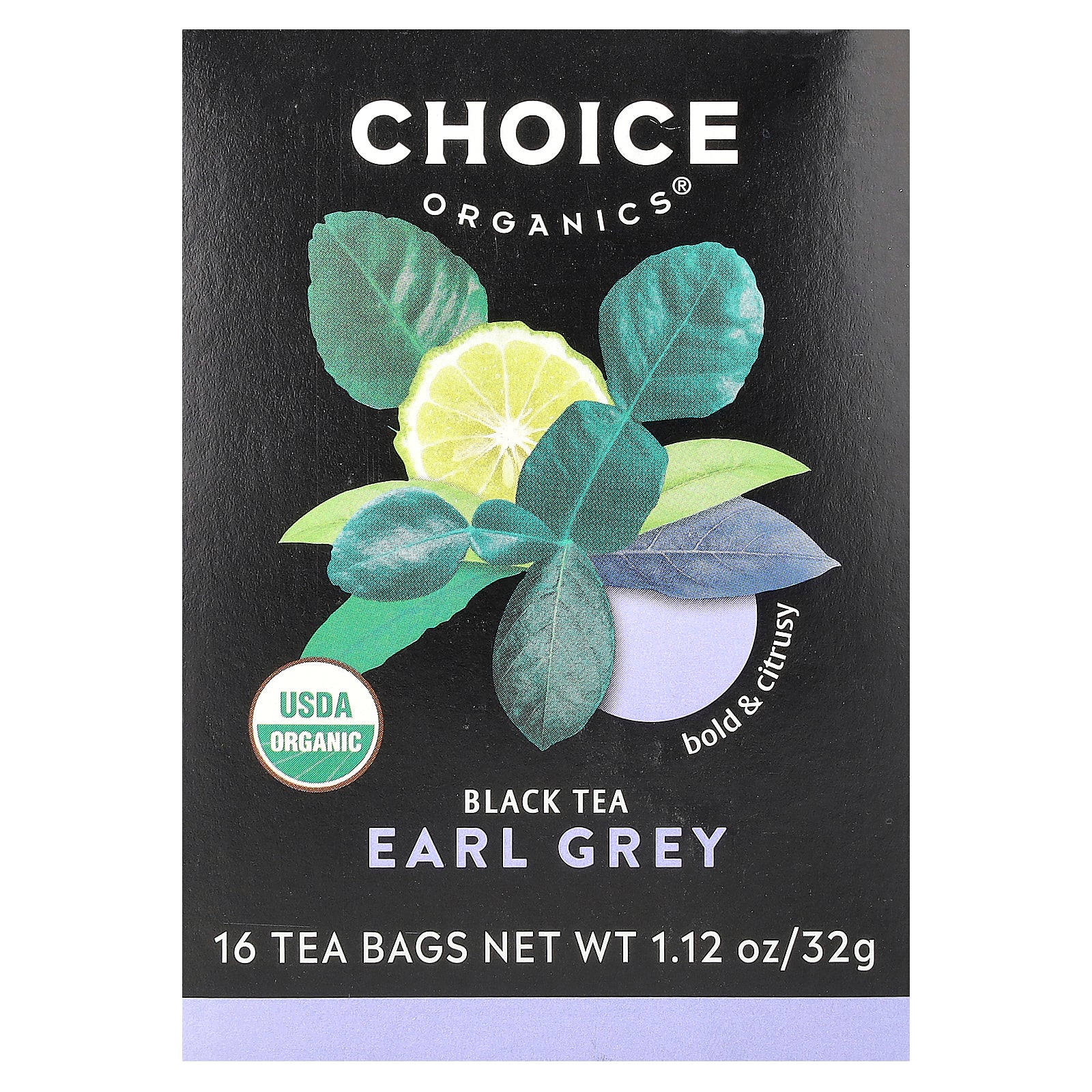 Choice Organics, Black Tea, Earl Grey, 16 Tea Bags, 1.12 oz (32 g)