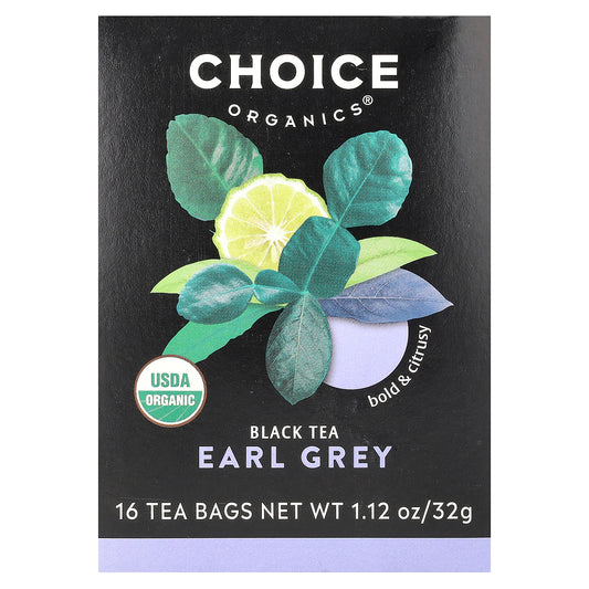 Choice Organics, Black Tea, Earl Grey, 16 Tea Bags, 1.12 oz (32 g)