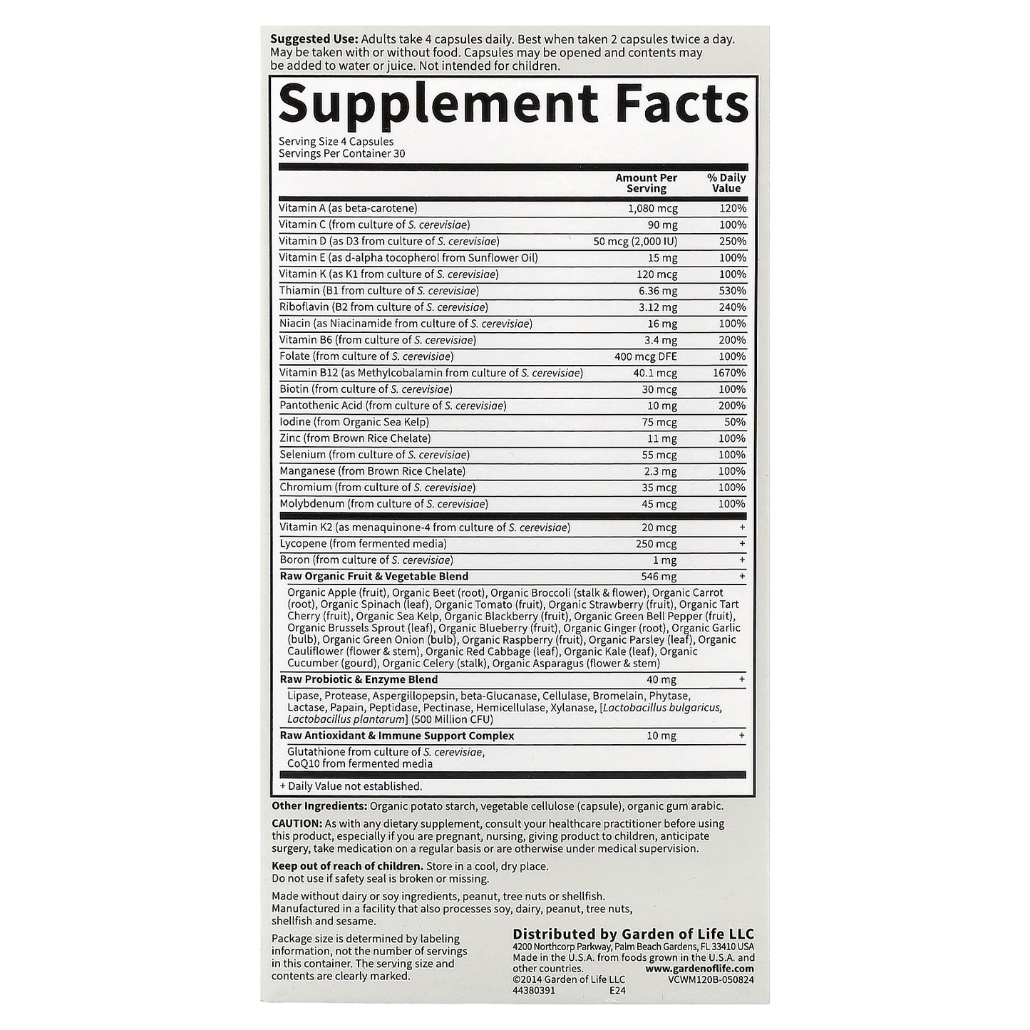 Garden of Life, Vitamin Code®, 50 & Wiser Men, Whole Food Multivitamin, 120 Vegetarian Capsules