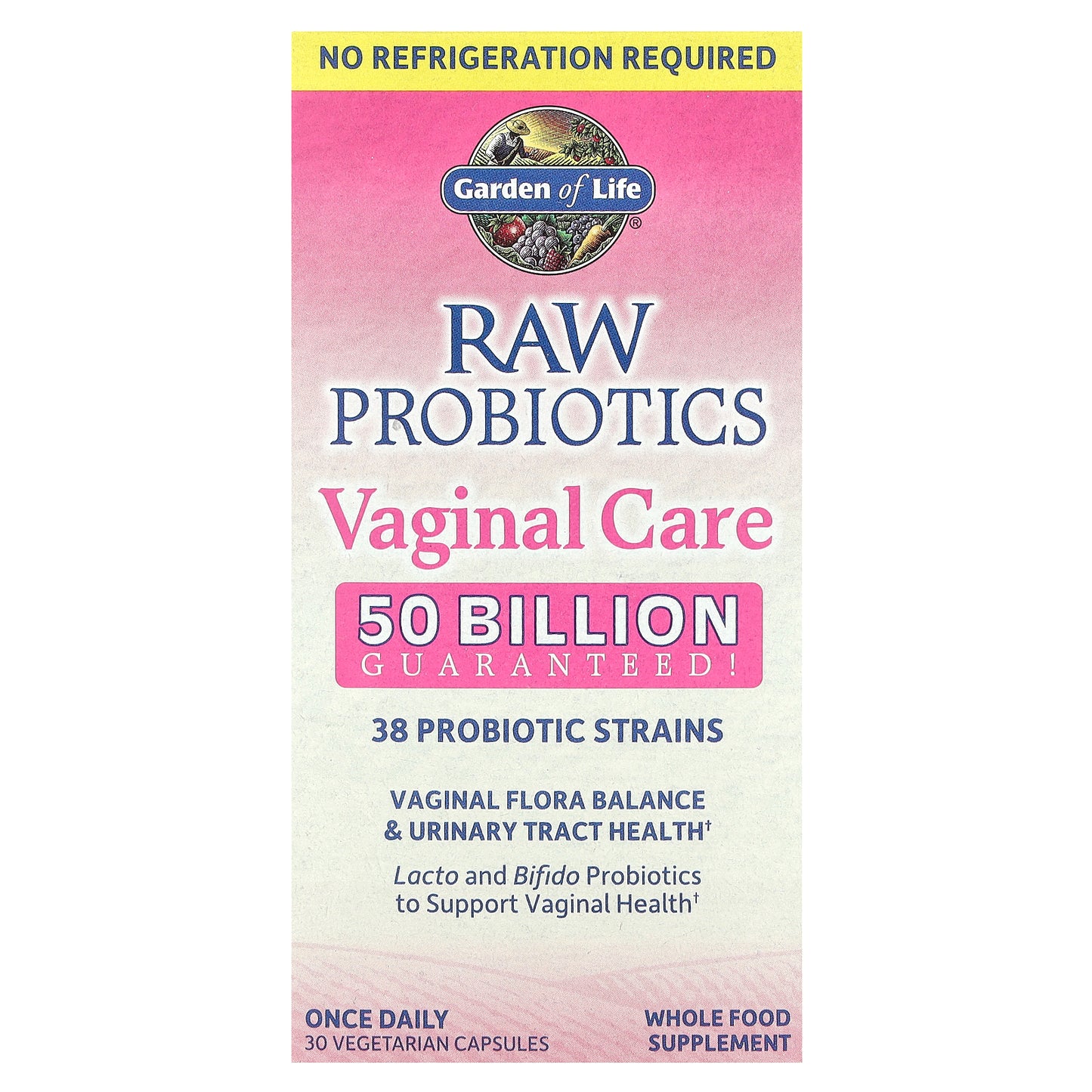 Garden of Life, RAW Probiotics, Vaginal Care, Shelf-Stable, 30 Vegetarian Capsules