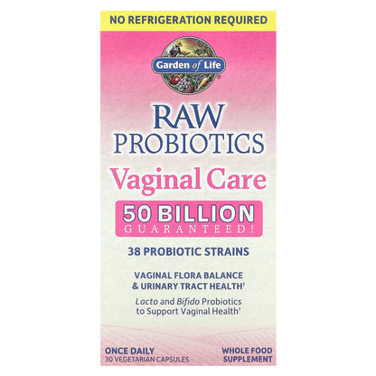 Garden of Life, RAW Probiotics, Vaginal Care, Shelf-Stable, 30 Vegetarian Capsules