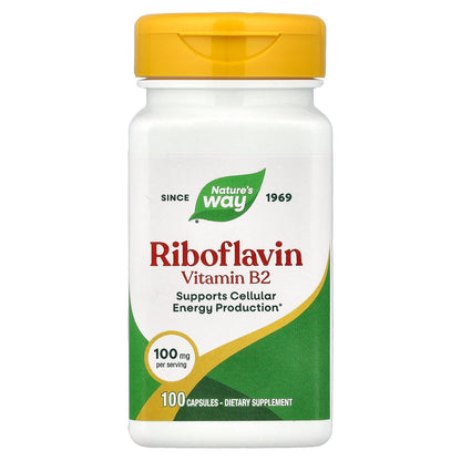 Nature's Way, Riboflavin Vitamin B2, 100 mg, 100 Capsules