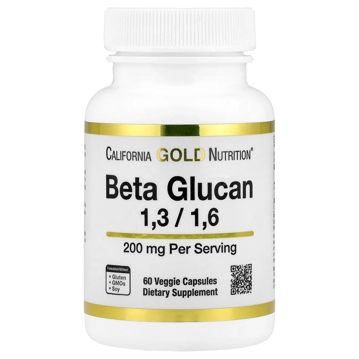 California Gold Nutrition, Beta Glucan 1-3, 1-6, 200 mg, 60 Veggie Capsules
