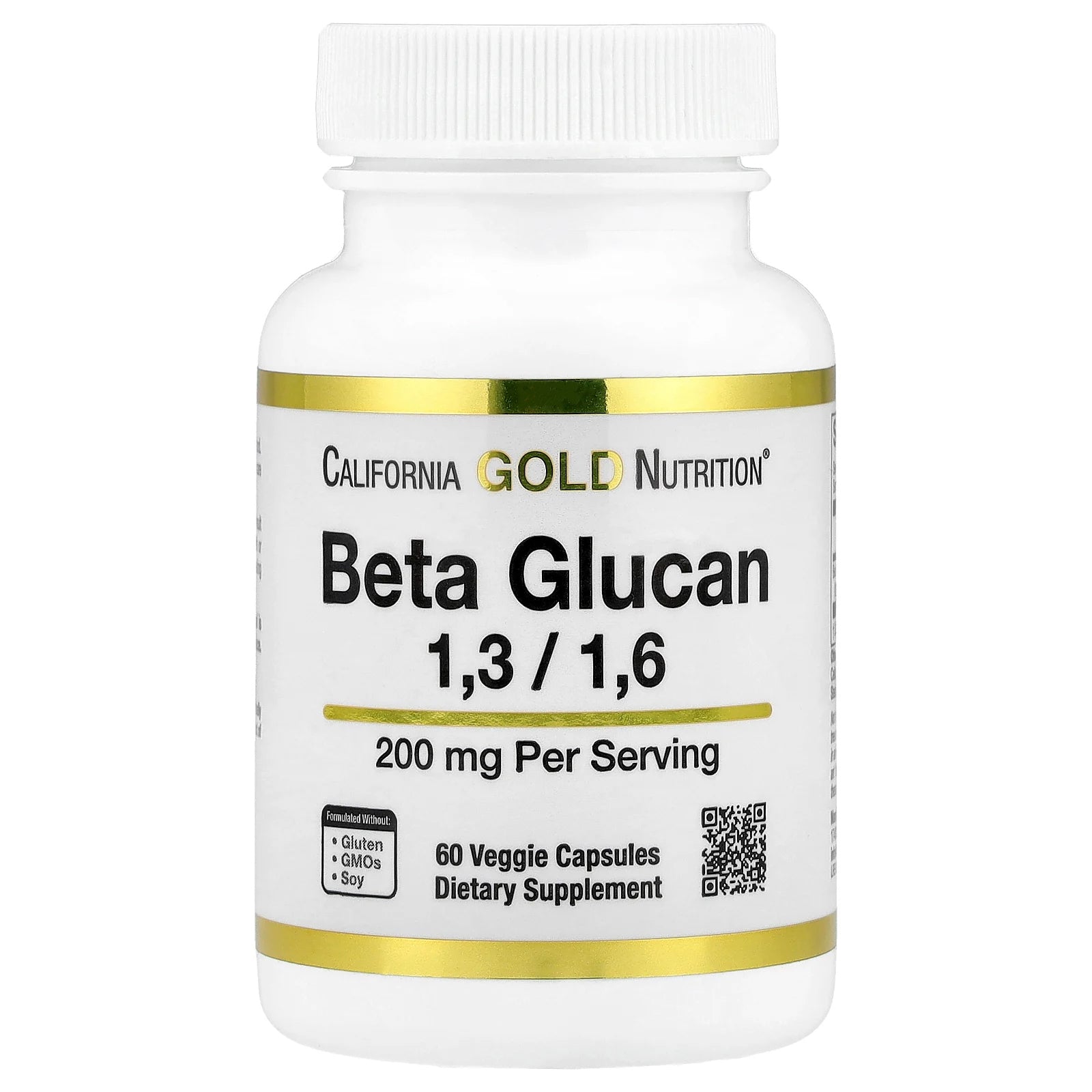 California Gold Nutrition, Beta Glucan 1-3, 1-6, 200 mg, 60 Veggie Capsules