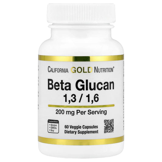 California Gold Nutrition, Beta Glucan 1-3, 1-6, 200 mg, 60 Veggie Capsules