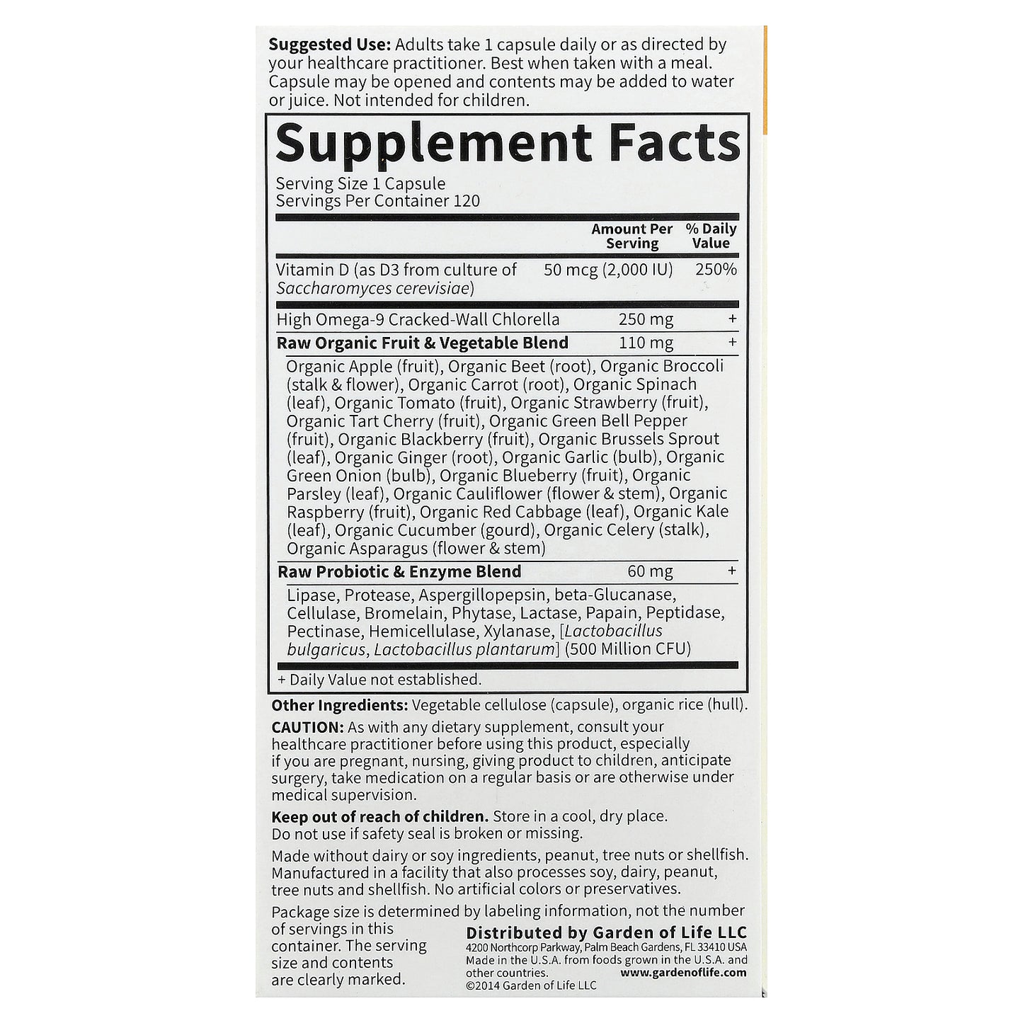 Garden of Life, Vitamin Code®, RAW D3™, 120 Vegetarian Capsules