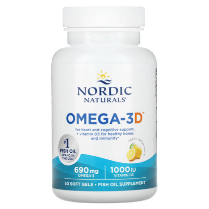 Nordic Naturals, Omega-3D, Lemon, 60 Soft Gels