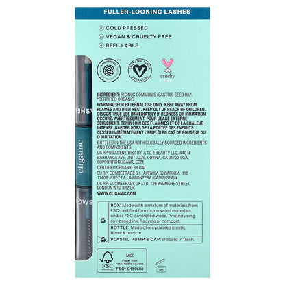 Cliganic, Dose of Intense Moisture™, Organic Castor Oil Lash & Brow Set, 8 fl oz (237 ml)