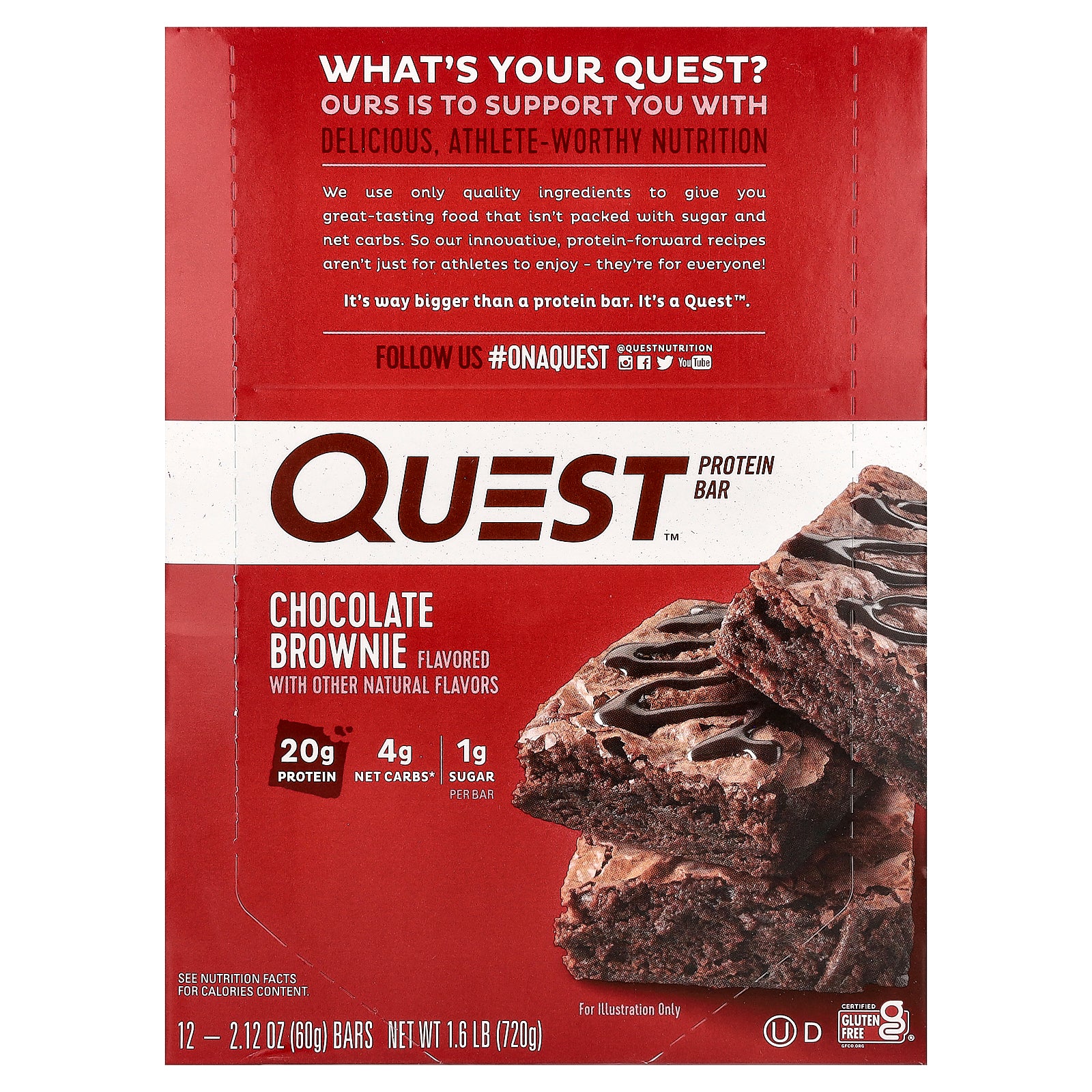 Quest Nutrition, Protein Bar, Chocolate Brownie, 12 Bars, 2.12 oz (60 g) Each