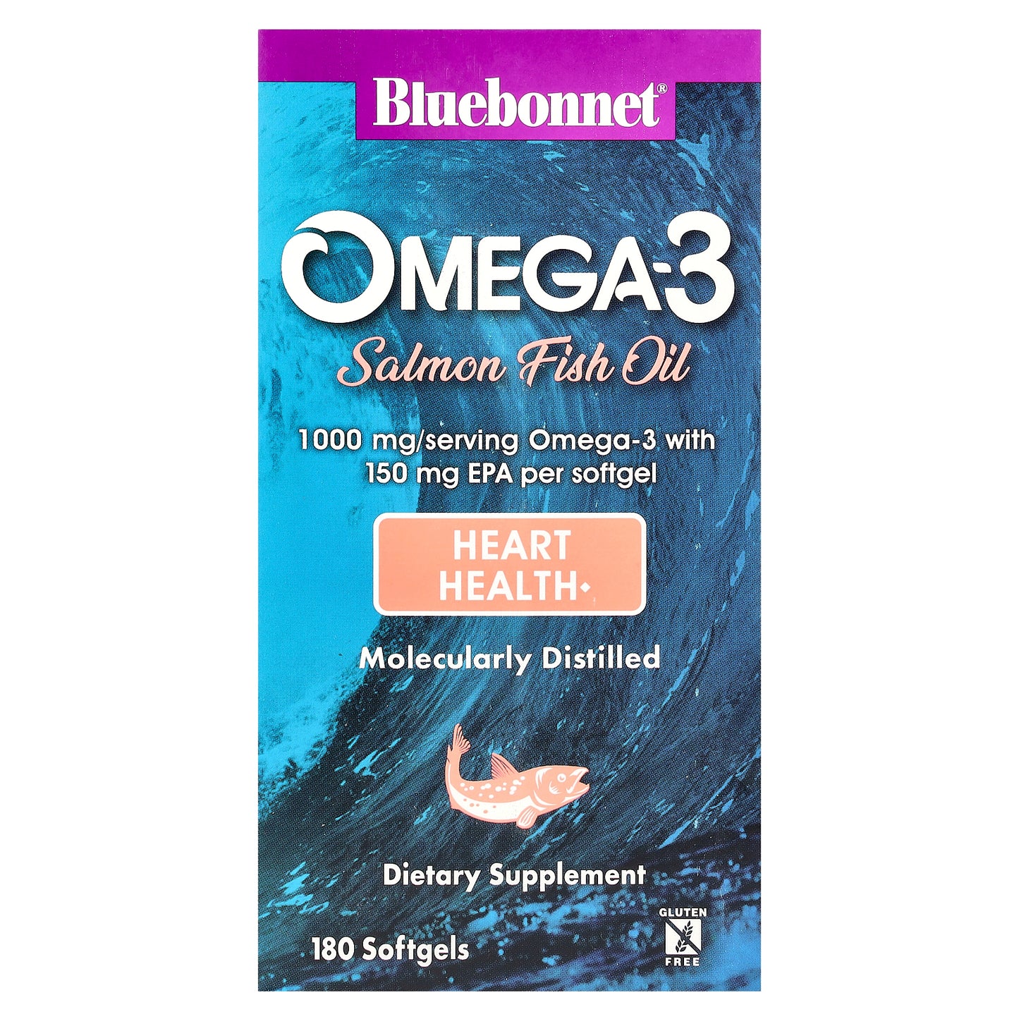 Bluebonnet Nutrition, Omega-3 Salmon Fish Oil, 1,000 mg, 180 Softgels