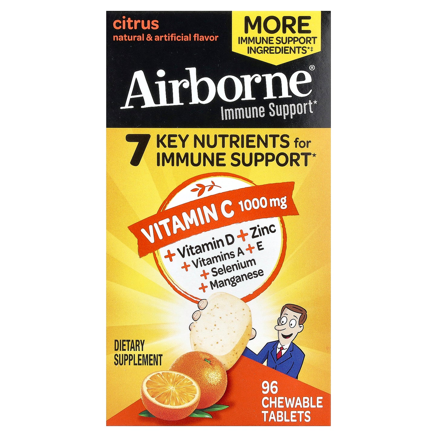 AirBorne, Immune Support, Citrus, 96 Chewable Tablets