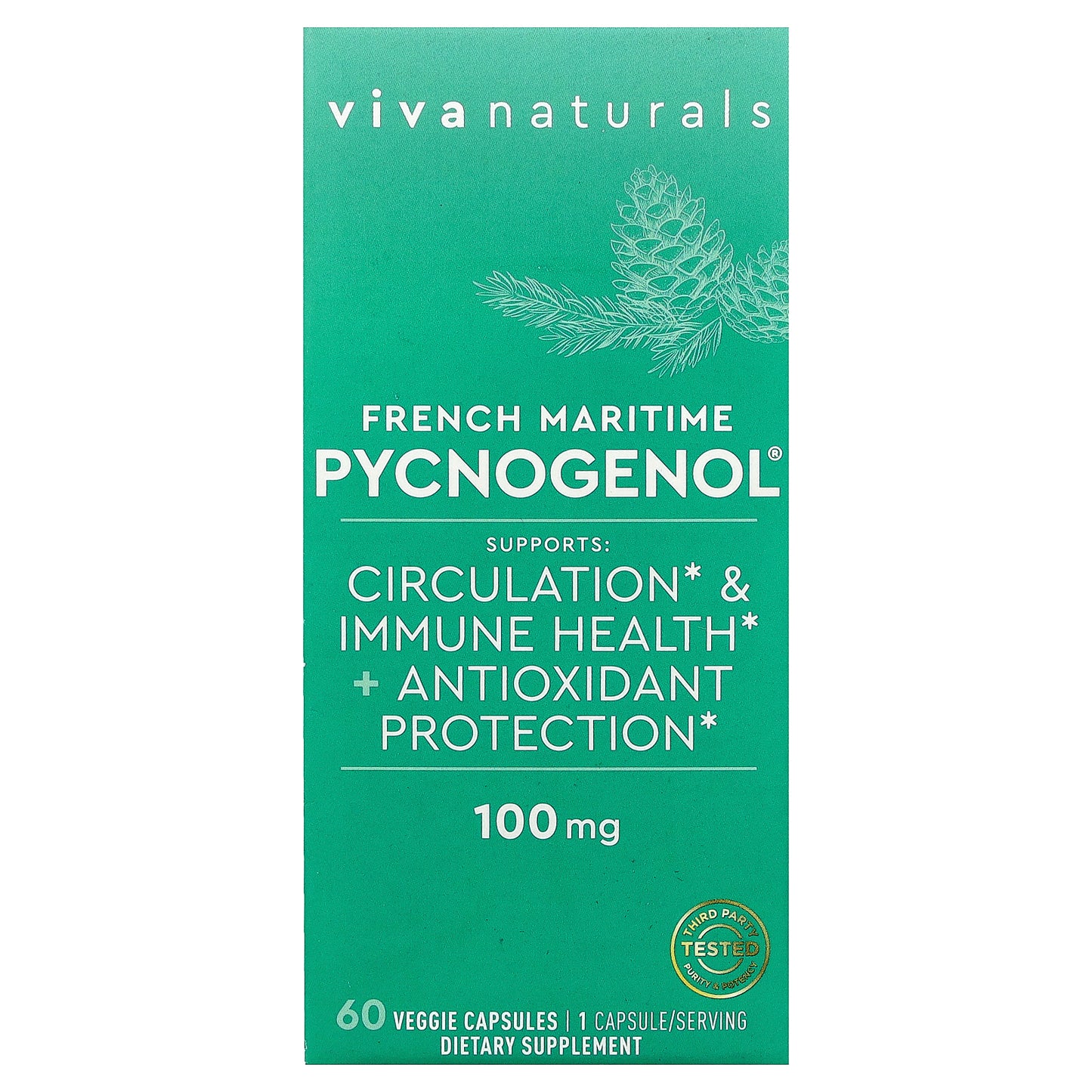 Viva Naturals, French Maritime Pycnogenol®, 100 mg, 60 Veggie Capsules