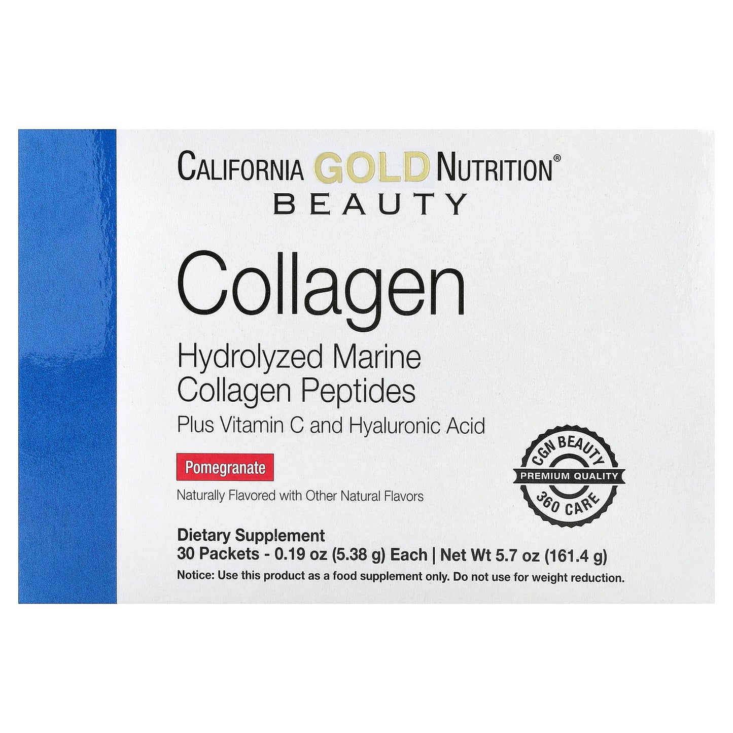 California Gold Nutrition, Collagen Peptides Plus Vitamin C & Hyaluronic Acid, Pomegranate, 30 Packets, 0.19 oz (5.38 g) Each