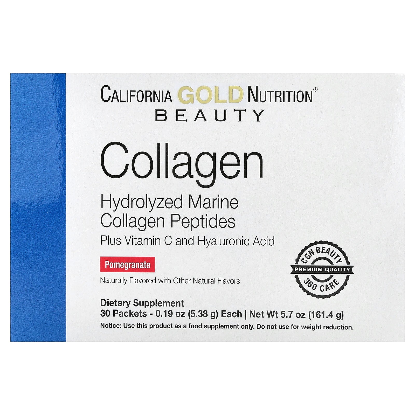 California Gold Nutrition, Collagen Peptides Plus Vitamin C & Hyaluronic Acid, Pomegranate, 30 Packets, 0.19 oz (5.38 g) Each