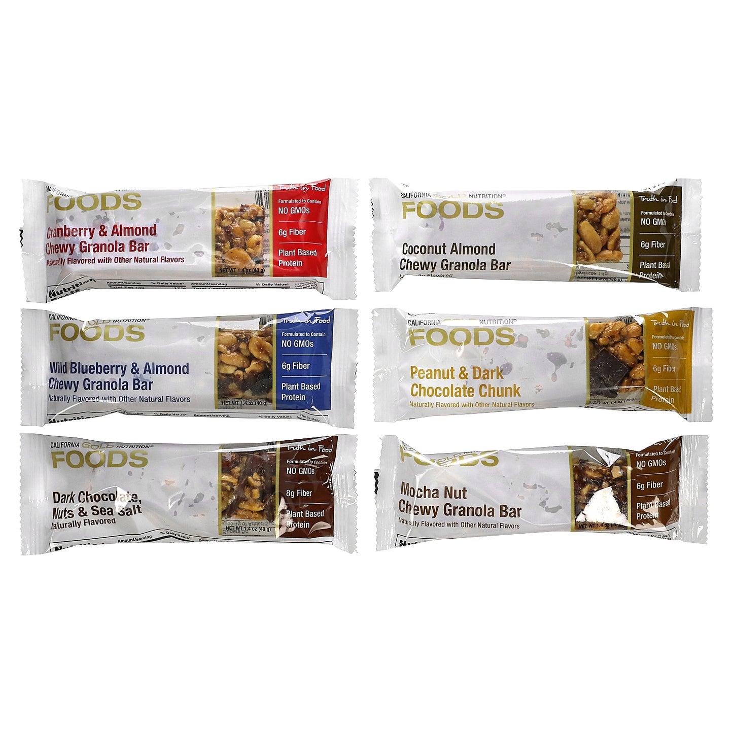 California Gold Nutrition, Foods, Variety Pack Snack Bars, 12 Bars, 1.4 oz (40 g) Each