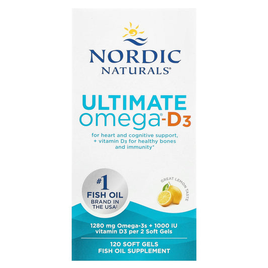 Nordic Naturals, Ultimate Omega®-D3, Lemon, 120 Soft Gels