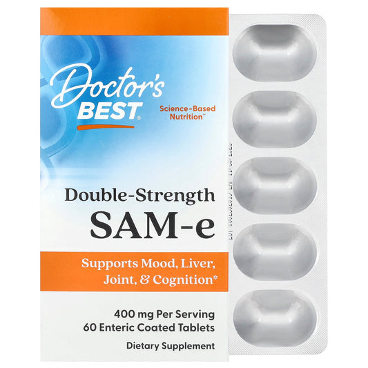 Doctor's Best, SAM-e, Double Strength, 400 mg, 60 Enteric Coated Tablets