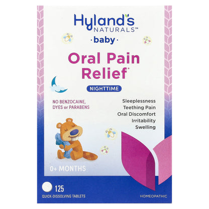 Hyland's Naturals, Baby, Oral Pain Relief,  Nighttime, 0+ Months, 125 Quick-Dissolving Tablets