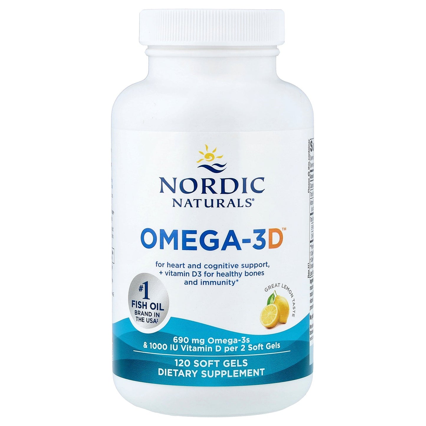Nordic Naturals, Omega-3D™, Great Lemon, 120 Soft Gels