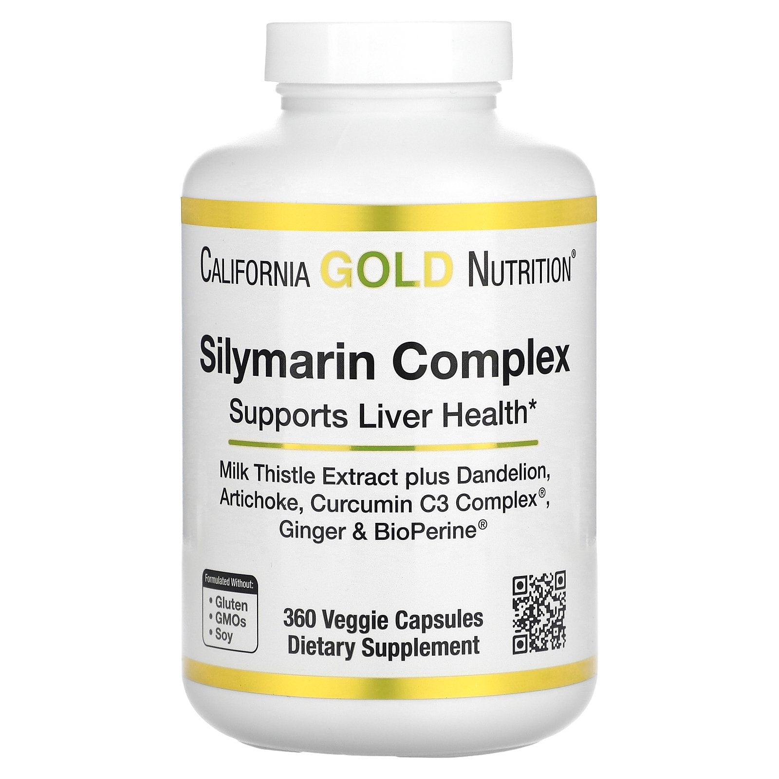 California Gold Nutrition, Silymarin Complex, Milk Thistle Extract Plus Dandelion, Artichoke, Curcumin C3 Complex, Ginger, and BioPerine, 360 Veggie Capsules