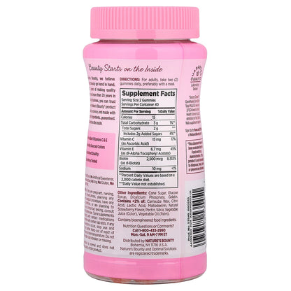 Nature's Bounty, Optimal Solutions®, Hair, Skin & Nails Gummies, Strawberry, 80 Gummies