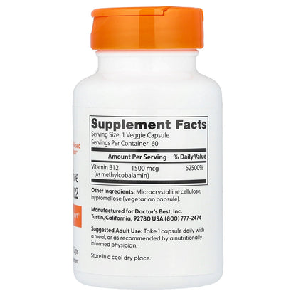 Doctor's Best, Fully Active B12, 1,500 mcg, 60 Veggie Caps