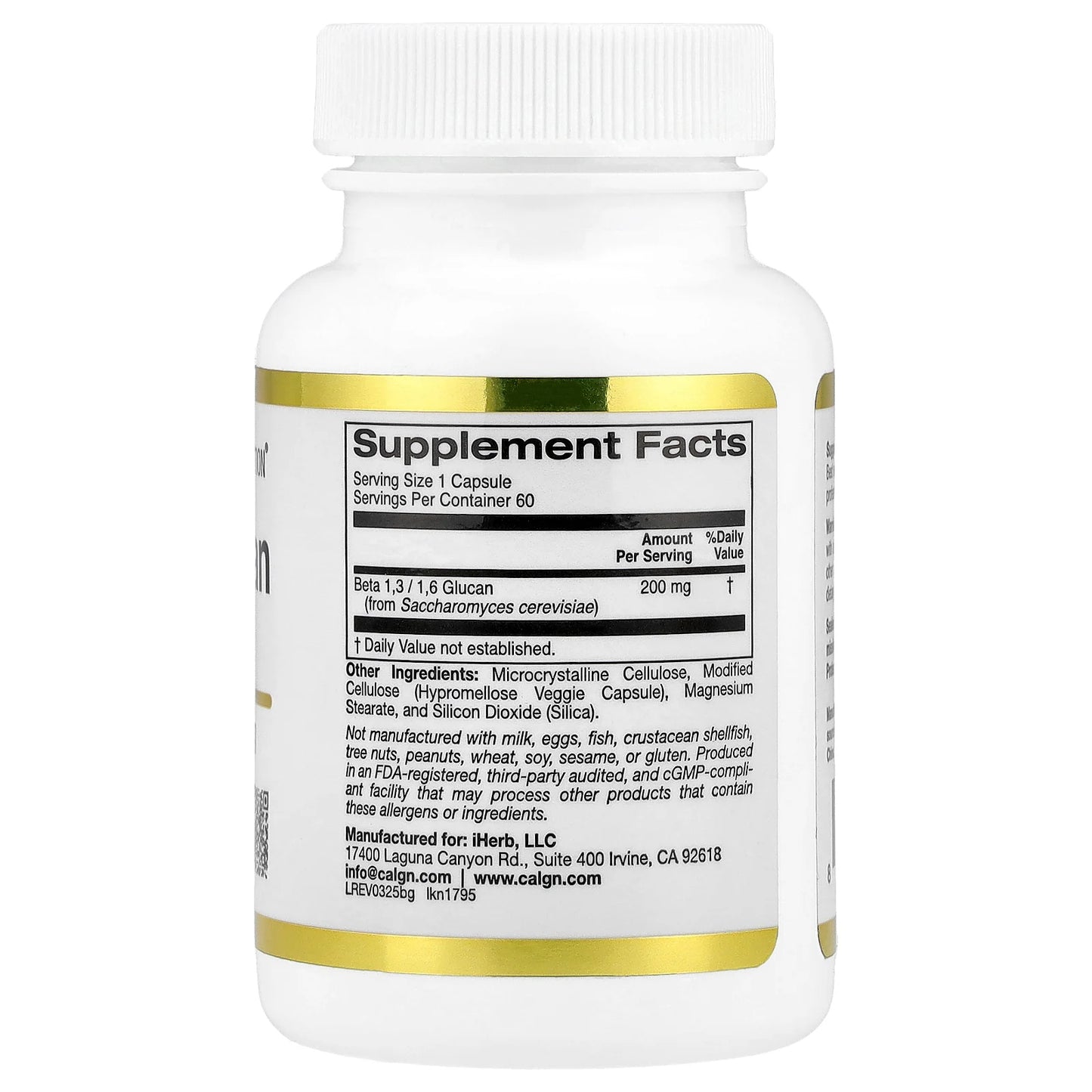 California Gold Nutrition, Beta Glucan 1-3, 1-6, 200 mg, 60 Veggie Capsules