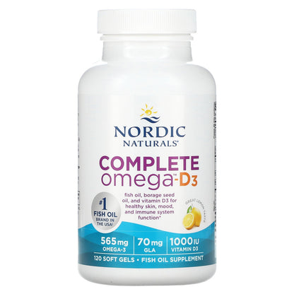 Nordic Naturals, Complete Omega-D3, Lemon, 120 Soft Gels