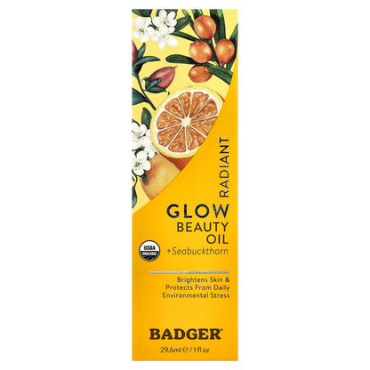 Badger, Glow Beauty Oil + Seabuckthorn, 1 fl oz (29.6 ml)