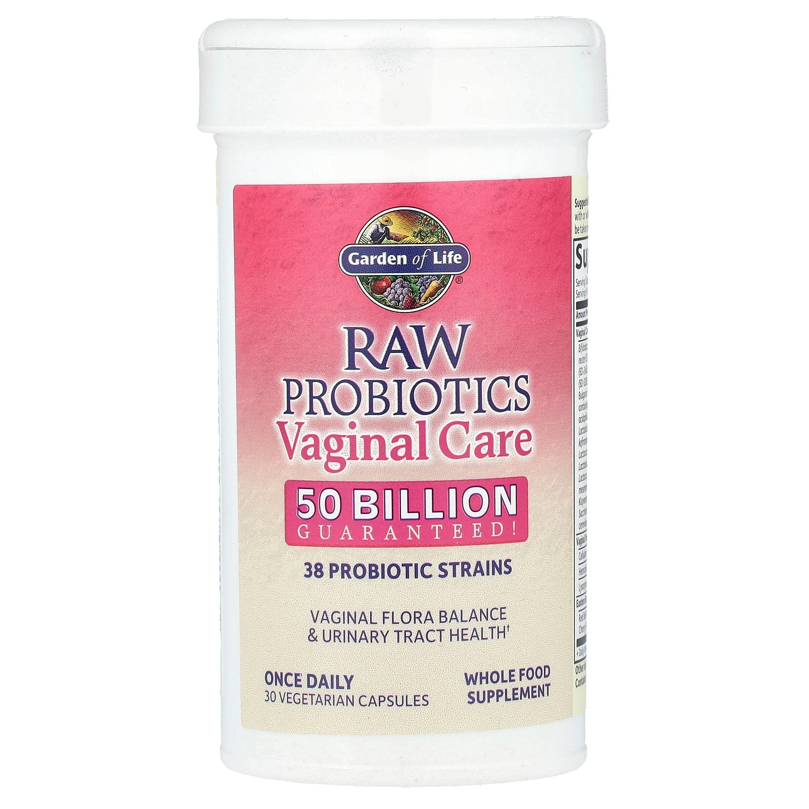 Garden of Life, RAW Probiotics, Vaginal Care, Shelf-Stable, 30 Vegetarian Capsules