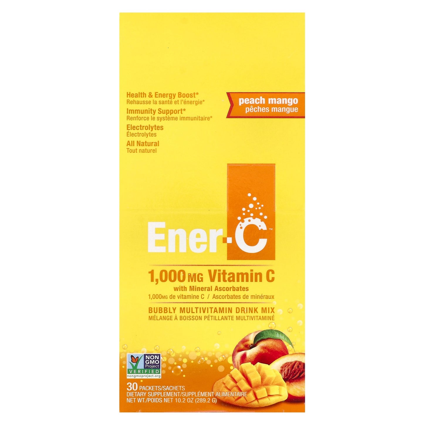 Ener-C, Bubbly Multivitamin Drink Mix, Peach Mango, 30 Packets, 0.3 oz (9.64 g) Each