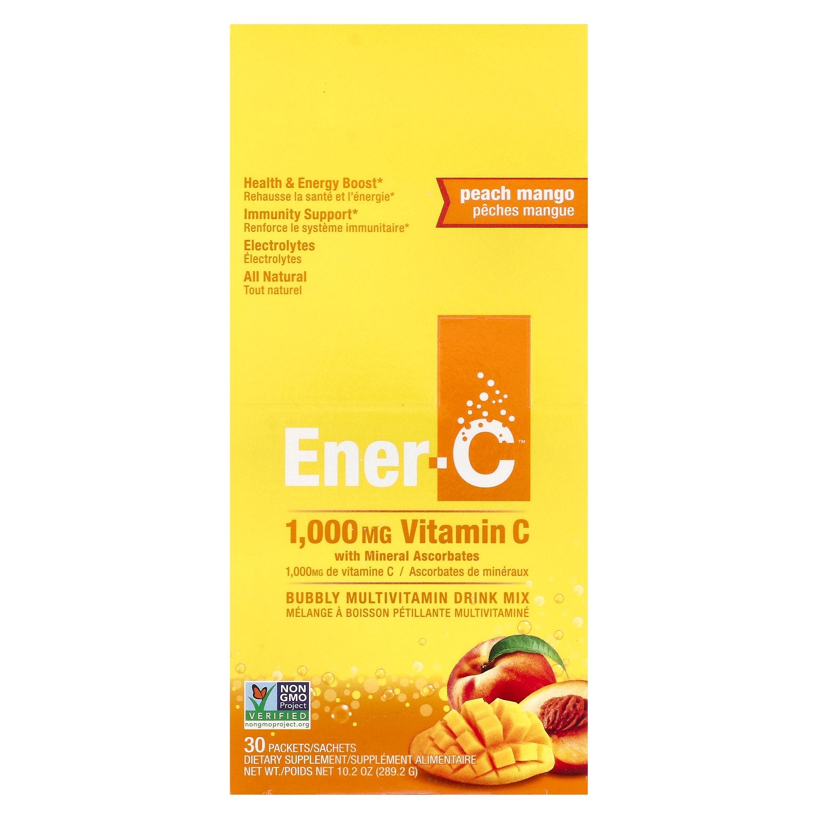 Ener-C, Bubbly Multivitamin Drink Mix, Peach Mango, 30 Packets, 0.3 oz (9.64 g) Each