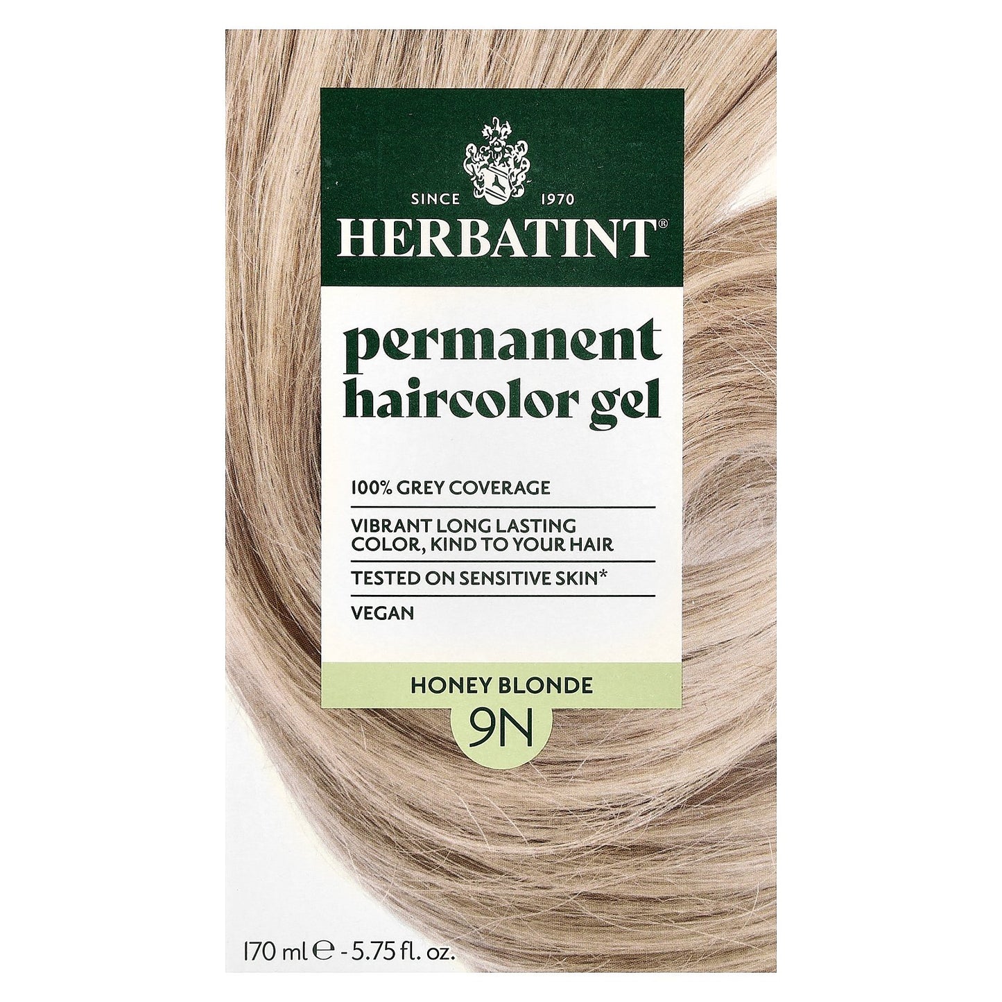 Herbatint, Permanent Haircolor Gel, 9N Honey Blonde, 5.75 fl oz (170 ml)