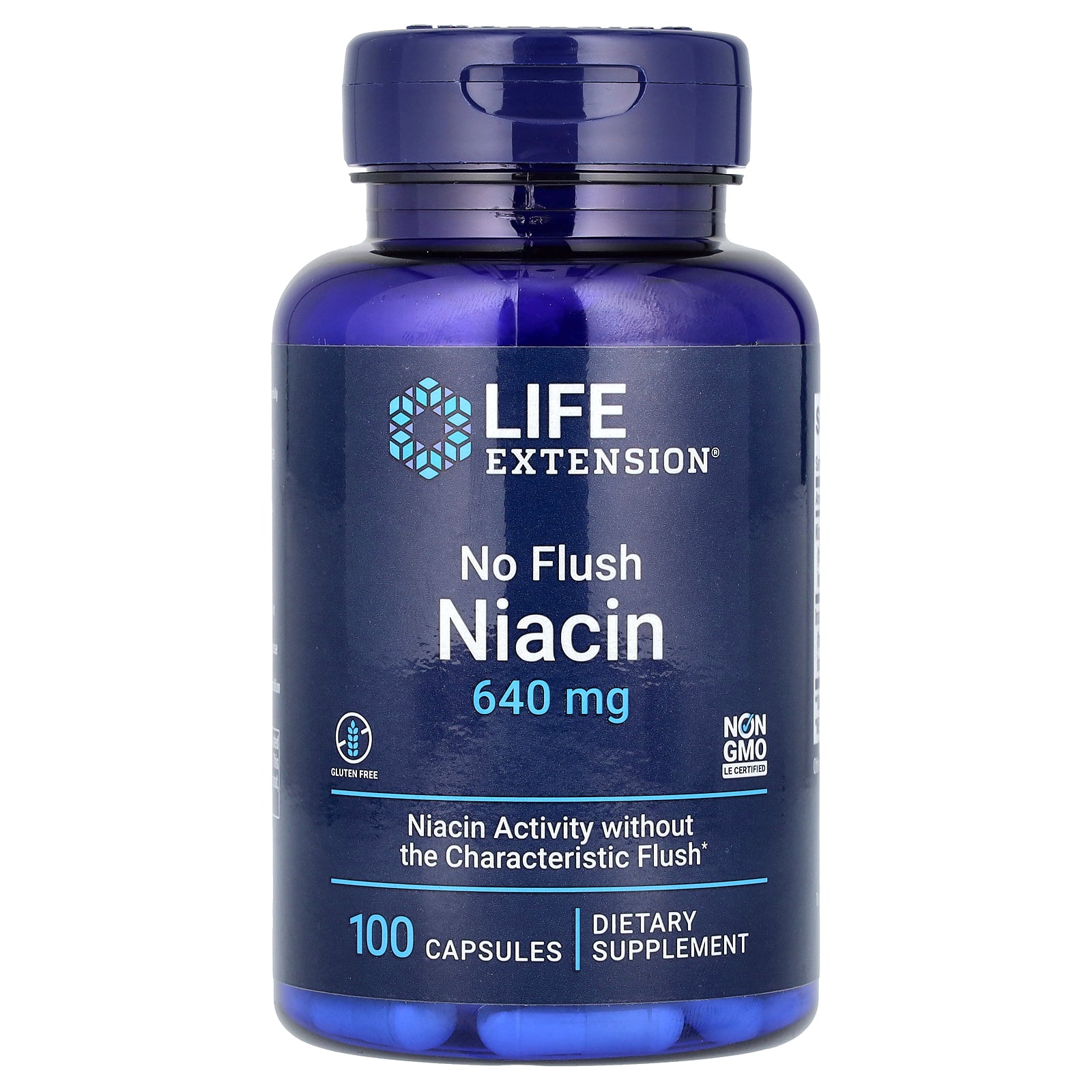 Life Extension, No Flush Niacin, 640 mg, 100 Capsules