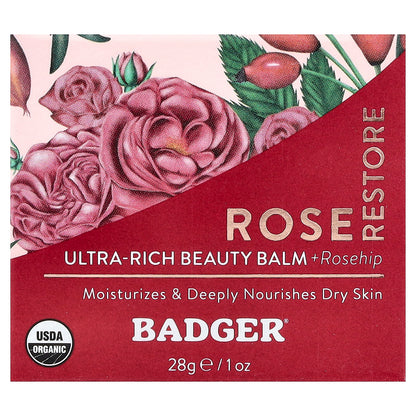 Badger, Ultra-Rich Beauty Balm + Rosehip, Rose , 1 oz (28 g)