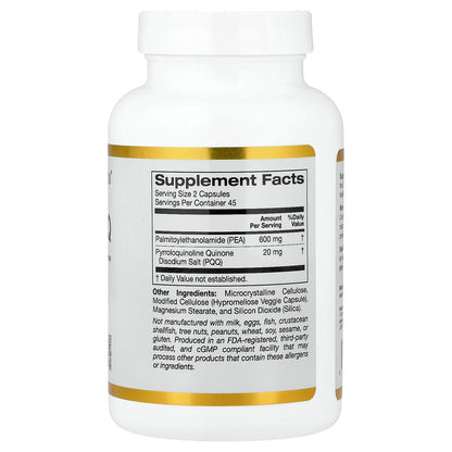 California Gold Nutrition, PEA 300 mg + PQQ 10 mg, 90 Veggie Capsules
