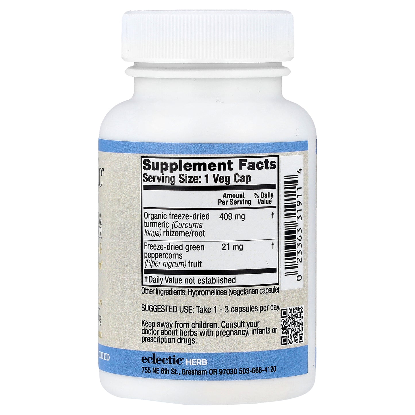 Eclectic Herb, Freeze-Dried, Turmeric & Pepper, 90 Veg Caps