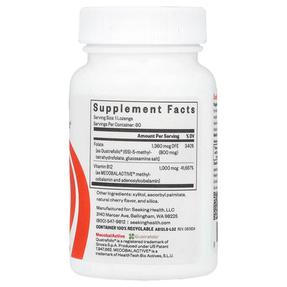 Seeking Health, Methyl B12 with L-Methylfolate , 60 Lozenges
