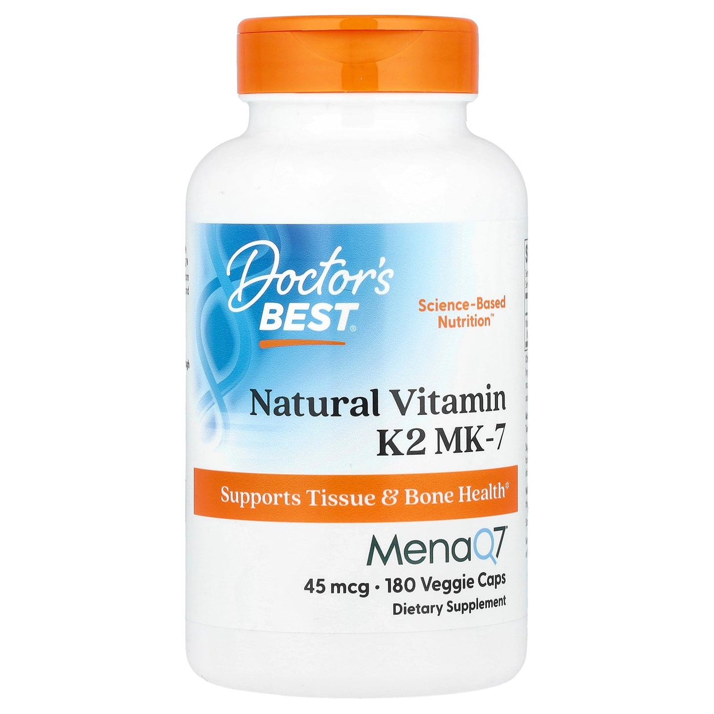 Doctor's Best, Natural Vitamin K2 MK-7 , 45 mcg, 180 Veggie Caps