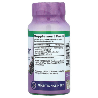 Nature's Truth, Sambucus Black Elderberry, 100 Quick Release Capsules (1,000 mg per Capsule)