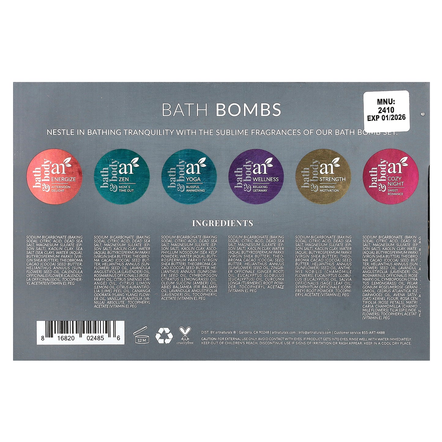 artnaturals, Bath Bombs, 6 Bombs, 4 oz (113 g) Each