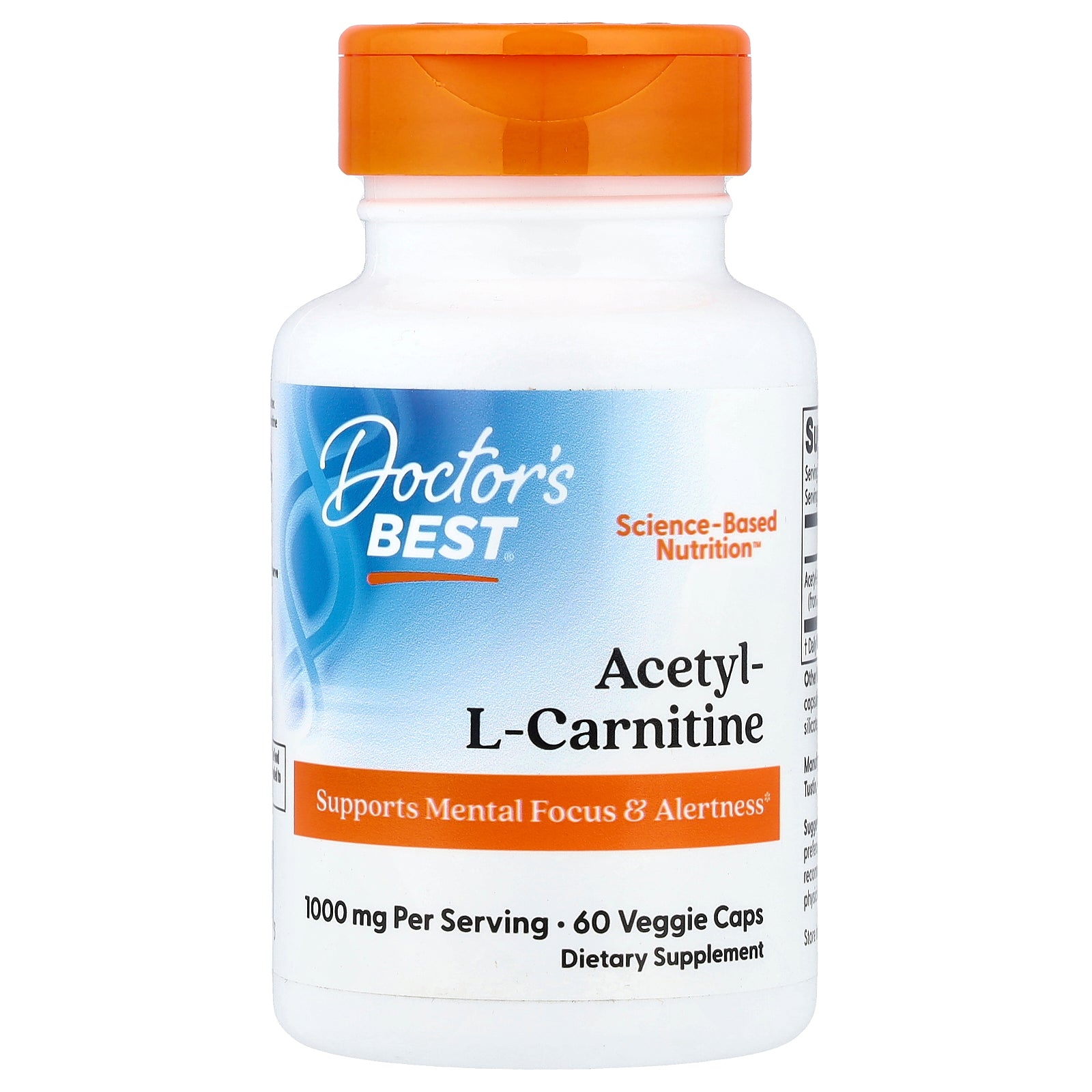 Doctor's Best, Acetyl-L-Carnitine, 60 Veggie Caps (500 mg Per capsule)