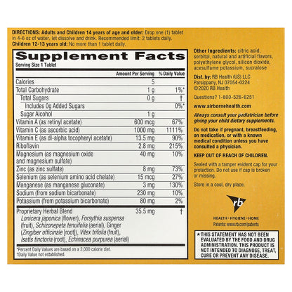 AirBorne, Immune Support Supplement, Zesty Orange, 3 Tubes, 10 Effervescent Tablets Each